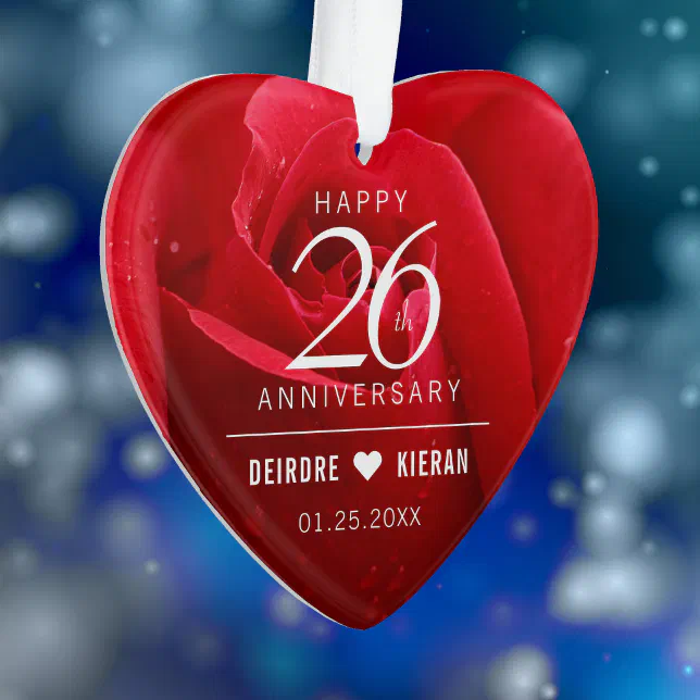 Elegant 26th Rose Wedding Anniversary Ornament