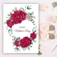 Burgundy Color Peonies Happy Mother's Day  Postcard