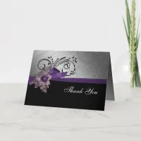 Purple FAUX ribbon vintage brooch Wedding Thank You Card