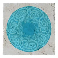 Celtic Knotwork Fish in Blue Trivet