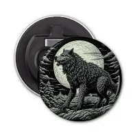 Black and white Vintage Werewolf Ai Art Bottle Opener