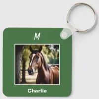 Your Horse Photos Monogrammed Keyring Keychain