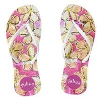 Pretty Pink Gold Tropical Flower  Flip Flops