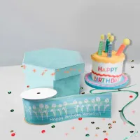 Blue Tulip Birthday Satin Ribbon