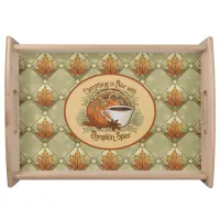 Pumpkin Spice is Nice with Autumn Leaves Pattern  Serving Tray