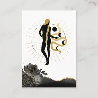 *~* Rose Goddess Black Gold Serpent Moon Phases Business Card