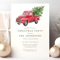 Retro Watercolor Red Truck Christmas Party Invitation