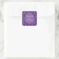 Elegant Daisies in Floral Royal Purple Wedding Square Sticker
