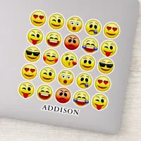 Expressive Emoji Face Collection Custom Name 8" Sticker