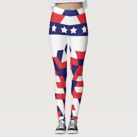 Geometric Star Pattern Leggings for 4th of July