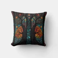 Tree of life mosaic stained glass effect throw pillow