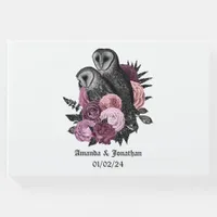 Mauve Floral Owls Gothic Wedding Guest Book