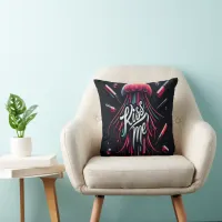 Colorful Jellyfish Illustration With Vibrant Typog Throw Pillow