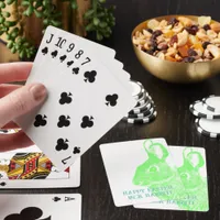 Simple Minimal Green Easter Bunny  Poker Cards