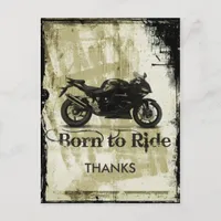 Grunge Biker Wedding Thank You Postcard