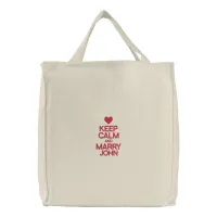 Keep Calm and Marry John Embroidered Bag