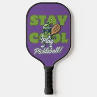 Stay Cool & Play Pickleball! Fun Pickle Cartoon Pickleball Paddle