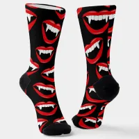 Halloween Vampire Mouth and Fangs Horror Pattern Socks