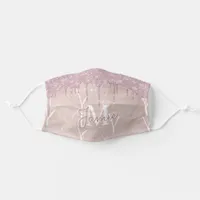 Monogram Metallic Rose Gold Glitter & Mauve Floral Adult Cloth Face Mask