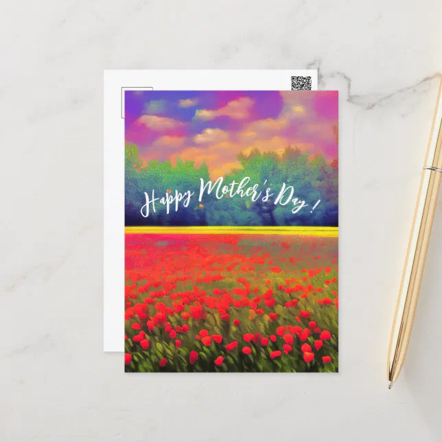 Happy Mother’s Day - Colorful tulip field landscap Postcard