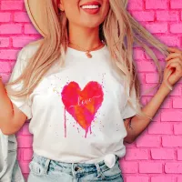 Heart Love Modern Watercolor Artsy Valentine's Day Tri-Blend Shirt