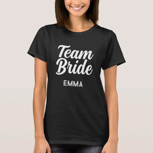 Team Bride Wedding Personalized Black White T-Shirt