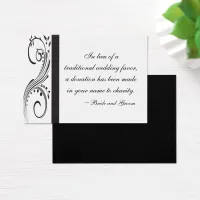 Black and White Swirls Wedding Charity Favor Card