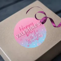 Pastel Pink Scribble Hearts Happy Valentine's Day Classic Round Sticker
