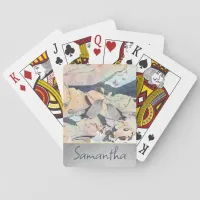 Pastel Watercolor Birds & Butterflies Personalized Poker Cards