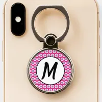 Monogram Initials Pink and Purple Polka Dots Phone Ring Stand