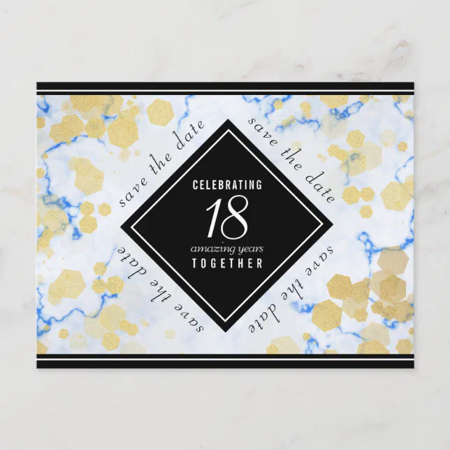 Elegant 18th Porcelain Wedding Anniversary Announcement Postcard