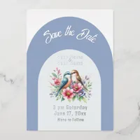 Love Birds Save the Date Foil Invitation