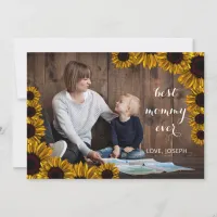 Sunflowers Rustic Mothers Day Photo Card