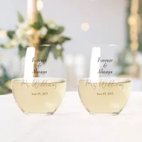 Elegant Floral Embrace Wedding Eternal Vows Stemless Wine Glass