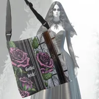 Purple roses by the window - gothic style crossbody bag