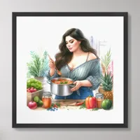 Modern Woman Cooking Framed Art