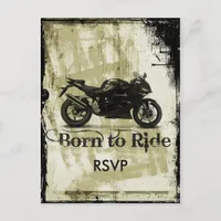 Grunge Biker Wedding RSVP Invitation with Photo Postcard