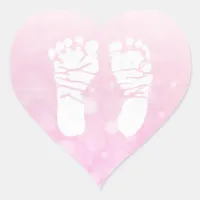 Pink Heart Baby Footprints Stickers