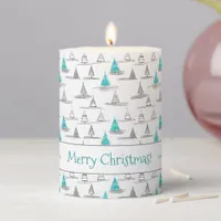 Teal Christmas Tree Pattern#5 ID1009 Pillar Candle