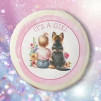 Baby Girl and her Puppy | Baby Shower   Sugar Cookie