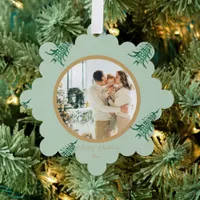 Thumbnail for Sage Green Pagoda Merry Christmas Tree 2-Photo Ornament Card