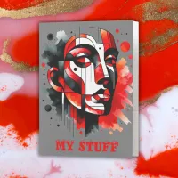 Red, black and white Abstract Face | Pocket Folder