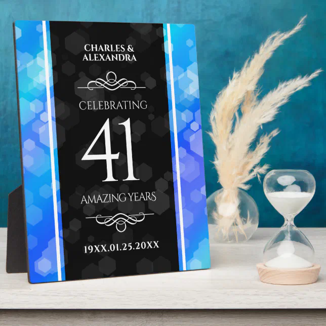 Elegant 41st Blue Topaz Wedding Anniversary Plaque