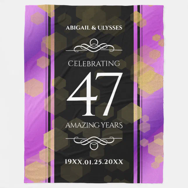 Elegant 47th Amethyst Wedding Anniversary Fleece Blanket