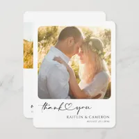 Minimalist Thank You Photo Card with Heart Wedding