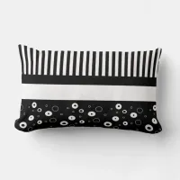 Black and White Polka Dot Striped Abstract Pillow