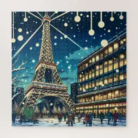 Eiffel Tower in Paris, France at Christmas time Jigsaw Puzzle