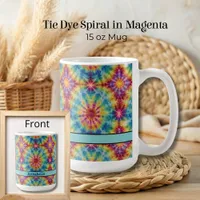  Tie Dye Spiral in Magenta Print  15 oz Coffee Mug