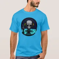 Alien Headphones giving Peace Sign  T-Shirt