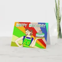 Happy Birthday Sweetheart Retro Lady Holding Cake  Card